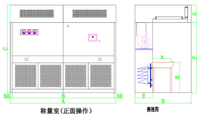 負(fù)壓稱量罩負(fù)壓稱量室設(shè)計方案圖